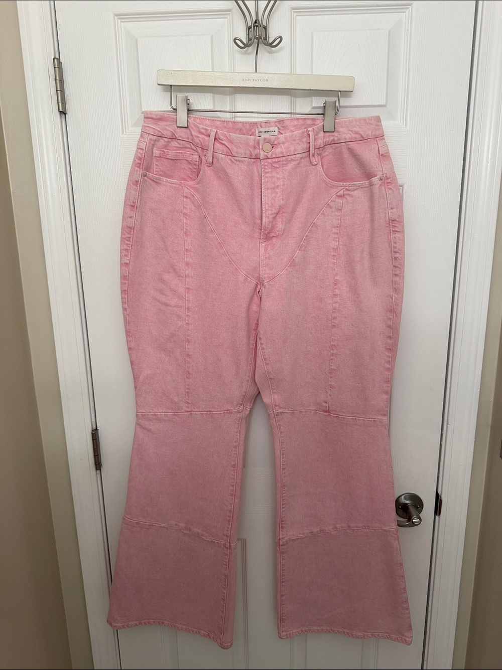 Good American Pink Flare Wide-Leg Jeans